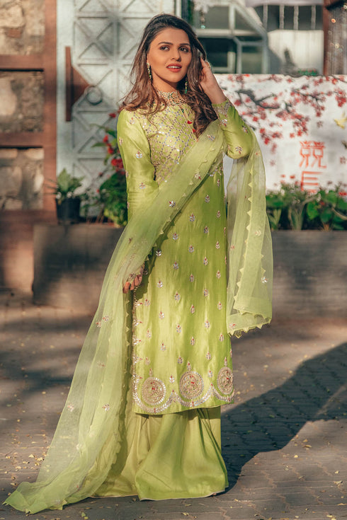 Sharara Set With Gota Mor Motifs